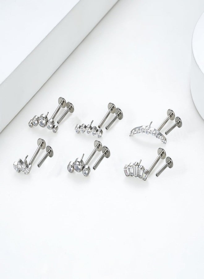 BelezaDosas G23 Titanium Labret Studs Threadless Push-in Labret CZ Press Fit 16G 6mm 8mm 10mm Lip Cluster Tragus Helix Medusa Cartilage Monroe Push Back Earring Piercing Jewelry for Men Women - Image 4